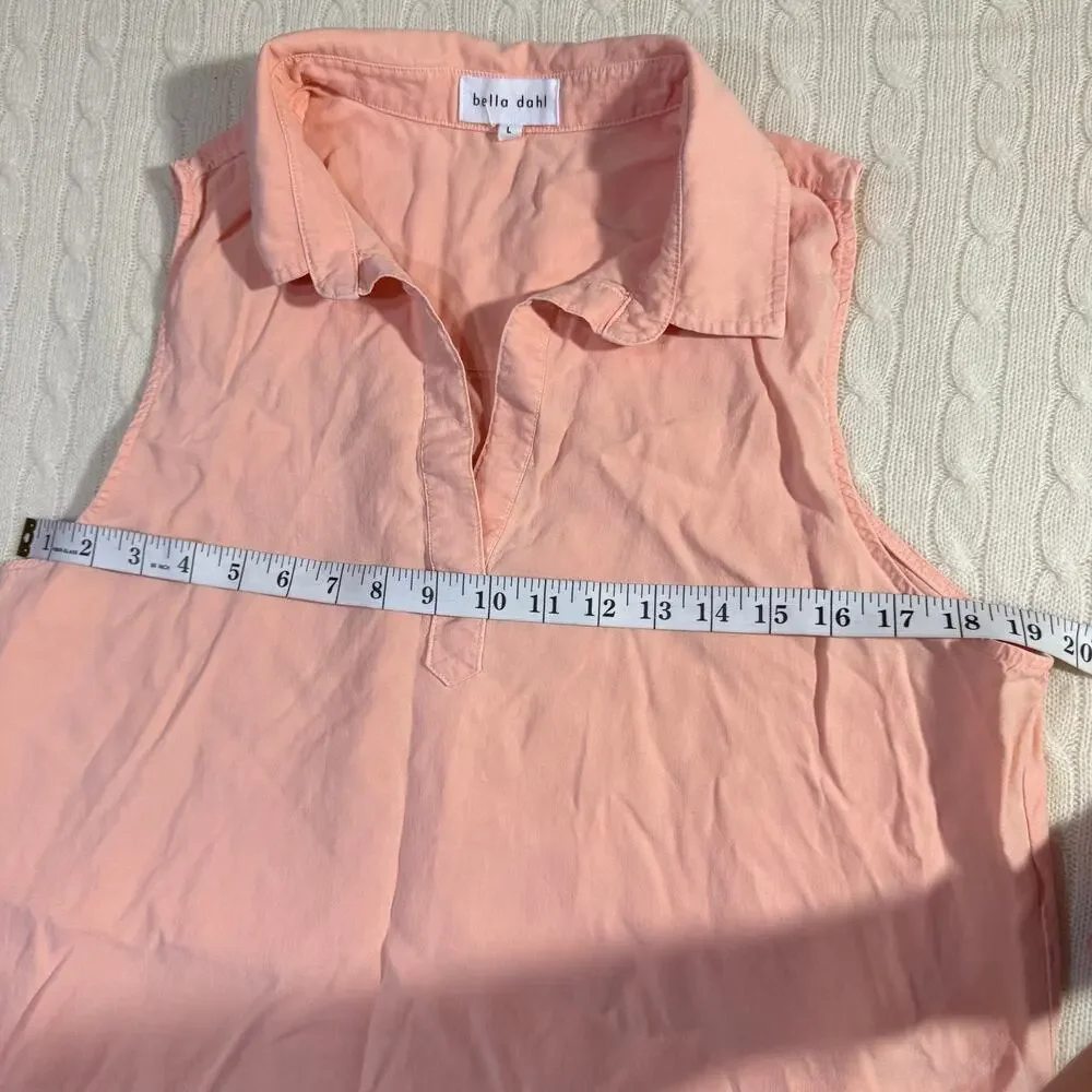 Bella Dahl Sleeveless A-line Wild Coral Pink Beach Boho Summer Shirtdress L - Picture 4 of 7